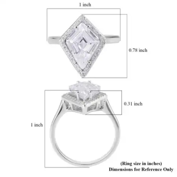 Lustro Stella Finest CZ Kite Shape Ring in Sterling Silver.  NWT - Picture 8 of 8